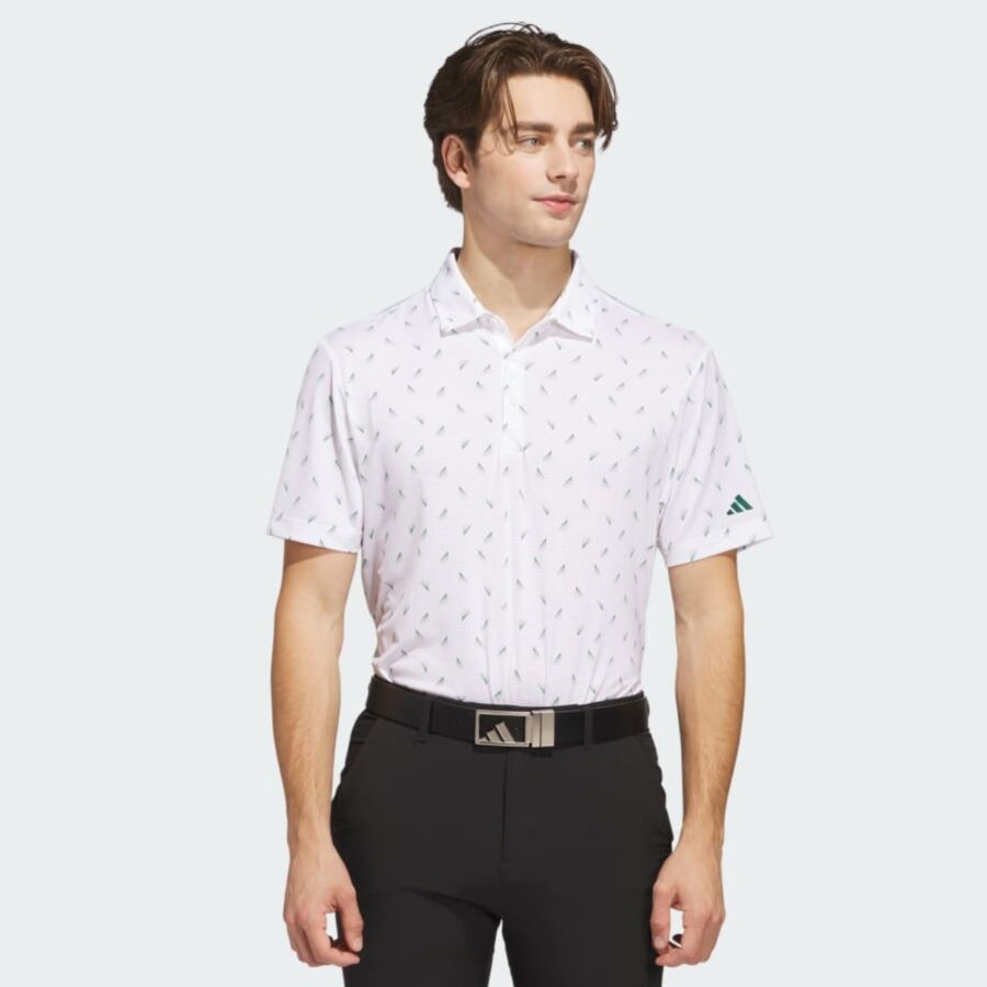áo adidas polo golf ultimate365 mesh nam 'white collegiate green' jn8275