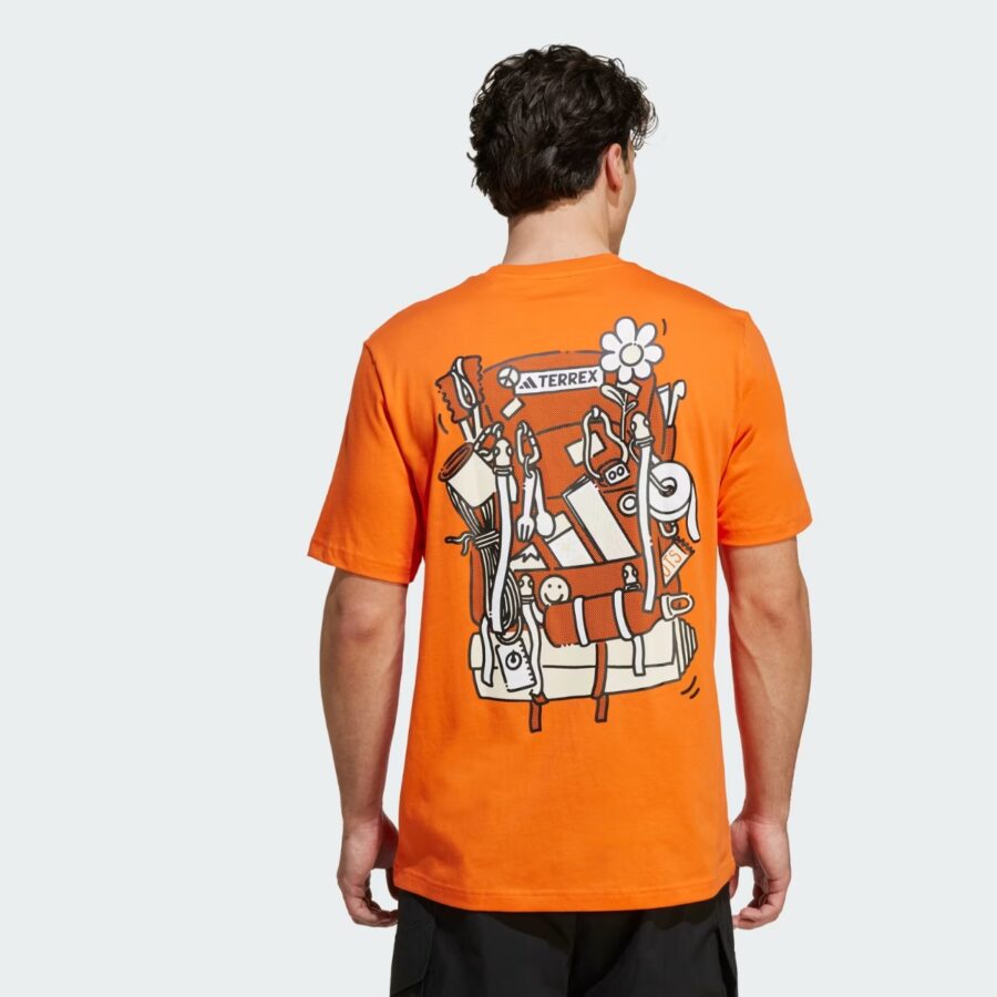 áo adidas t-shirt leo núi terrex hoạ tiết nam 'semi impact orange' ji9166