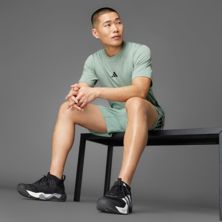 áo adidas t-shirt tập luyện power 3 sọc nam 'silver green' ji8214