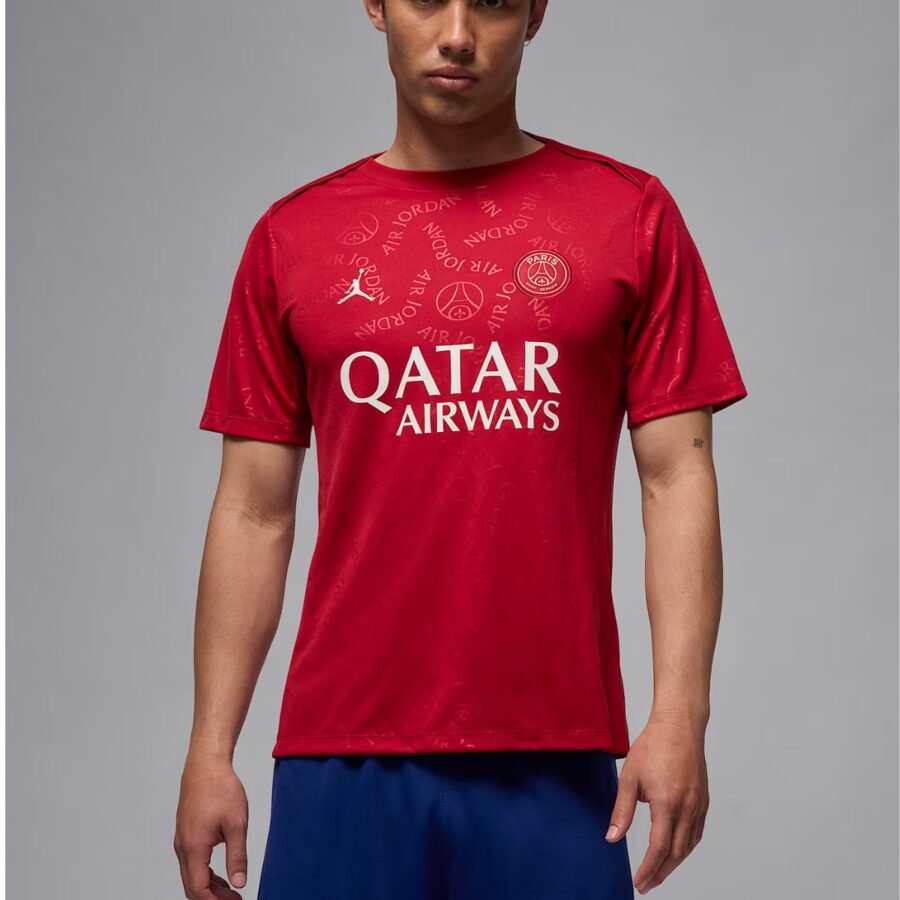 áo jordan paris saint-germain academy pro fourth men's dri-fit football short-sleeve pre-match 'red' hj2987-659