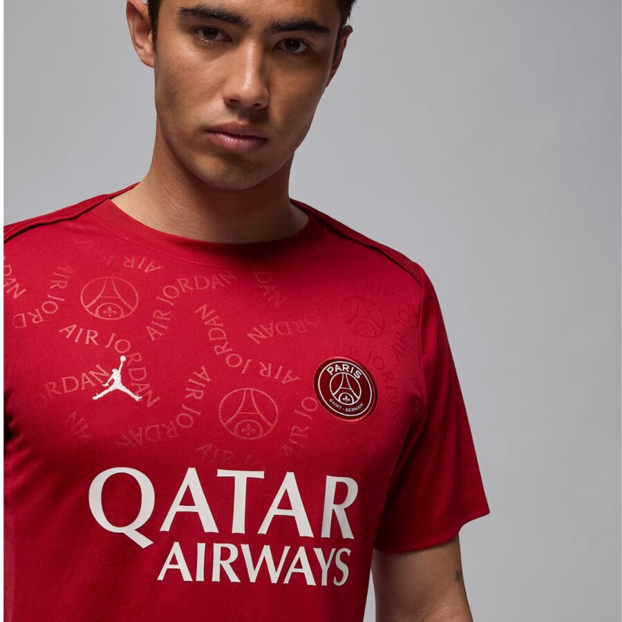 áo jordan paris saint-germain academy pro fourth men's dri-fit football short-sleeve pre-match 'red' hj2987-659