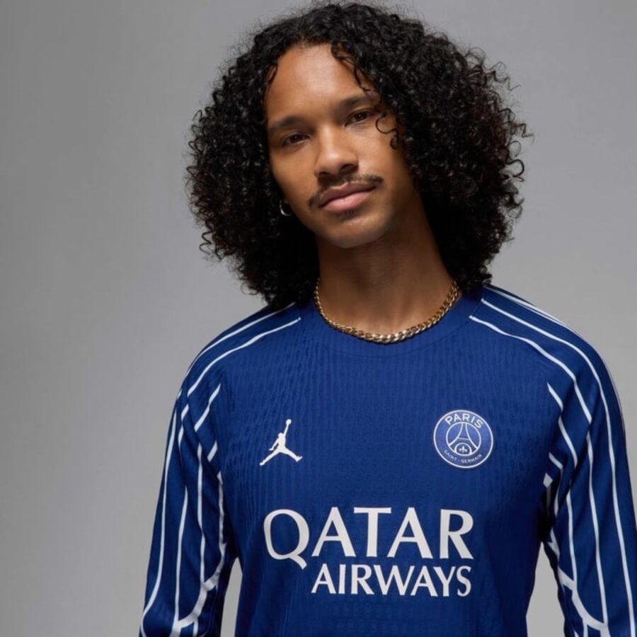 áo jordan paris saint-germain men's long sleeve football jersey 'blue' hj7322-493