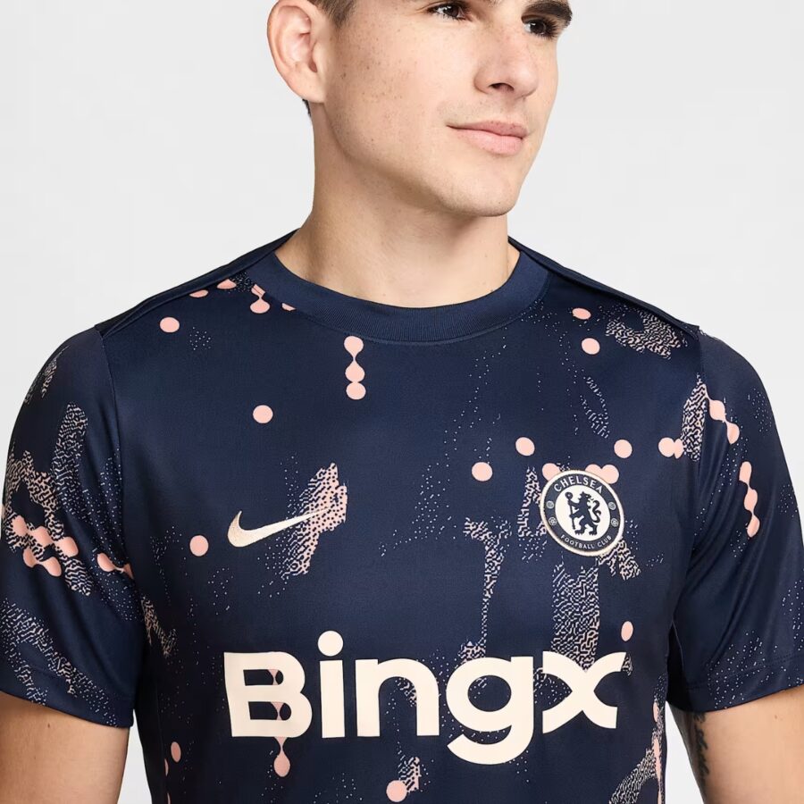 áo nike chelsea fc academy pro se men's nike dri-fit soccer pre-match short-sleeve 'obsidian' hj2502-452