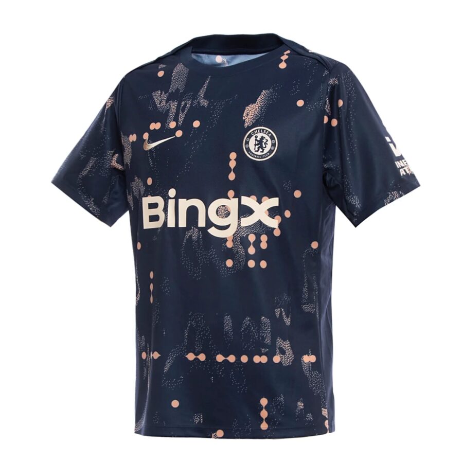 áo nike chelsea fc academy pro se men's nike dri-fit soccer pre-match short-sleeve 'obsidian' hj2502-452