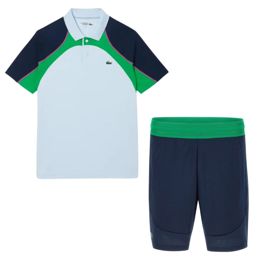 bộ quần áo lacoste ultra dry colour-block tennis 'navy blue green' gh8950166/ dh8955h1a