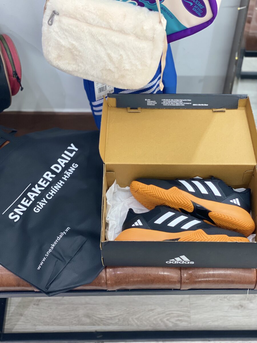 giày tennis/pickleball adidas drop shot unisex 'black bright orange' jk1218