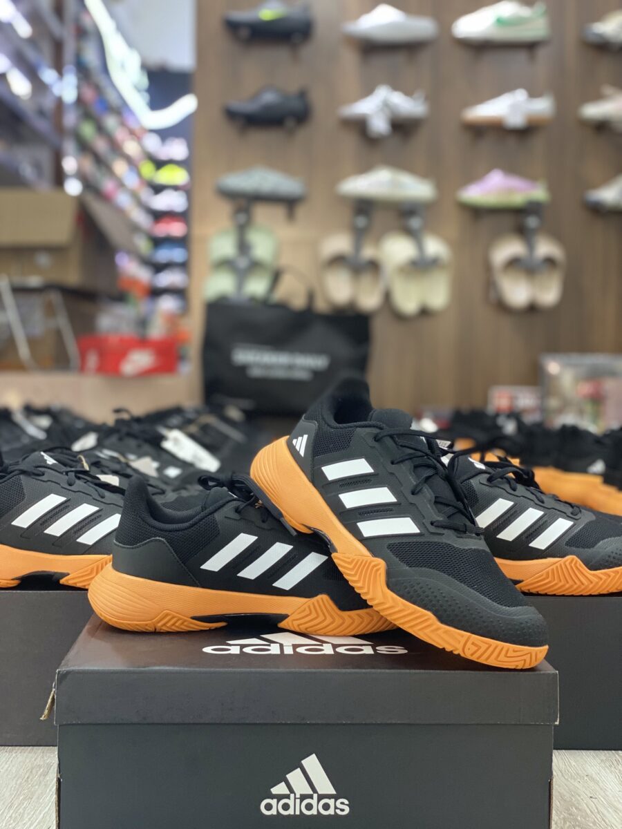 giày tennis/pickleball adidas drop shot unisex 'black bright orange' jk1218