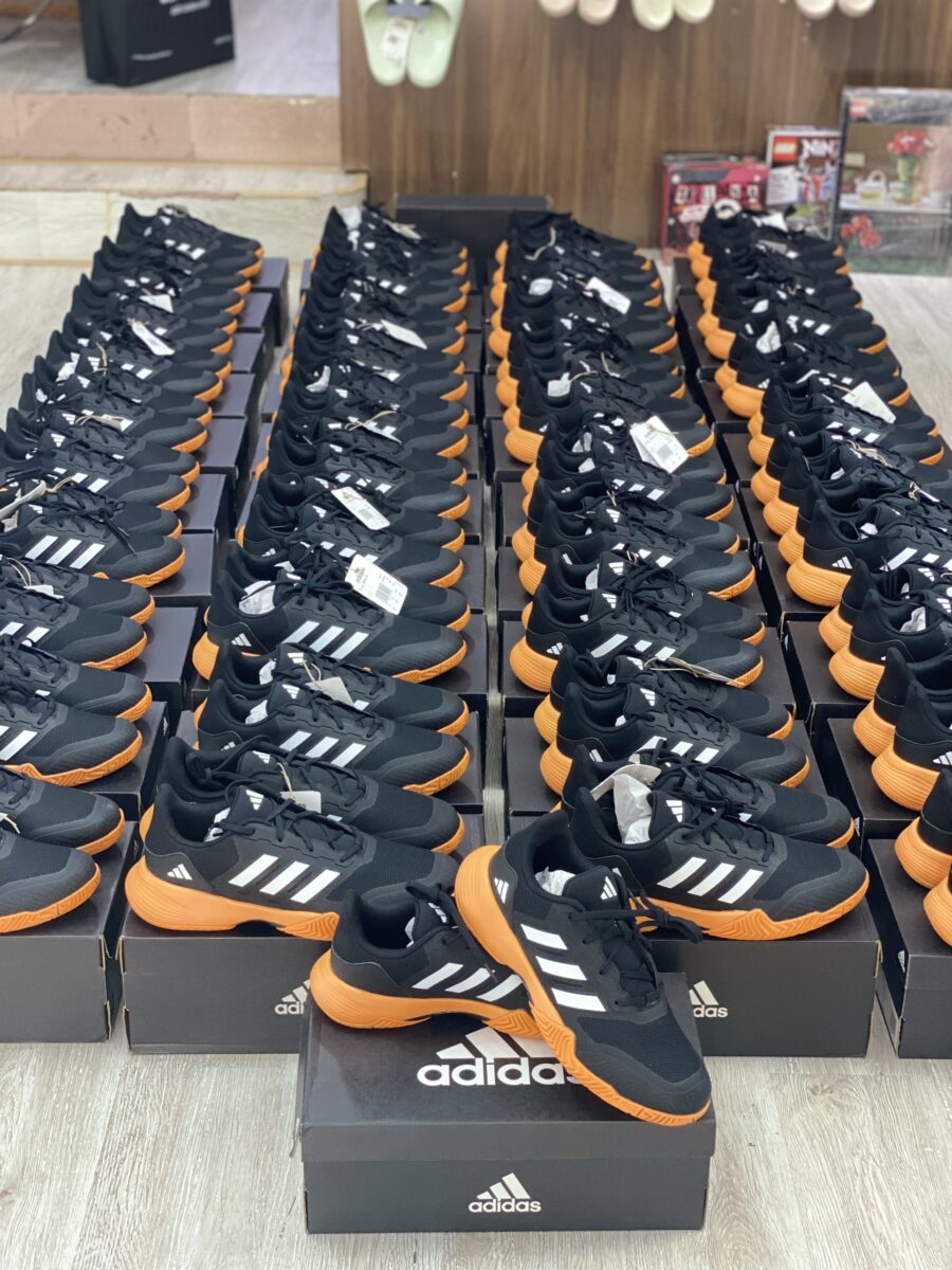 giày tennis/pickleball adidas drop shot unisex 'black bright orange' jk1218
