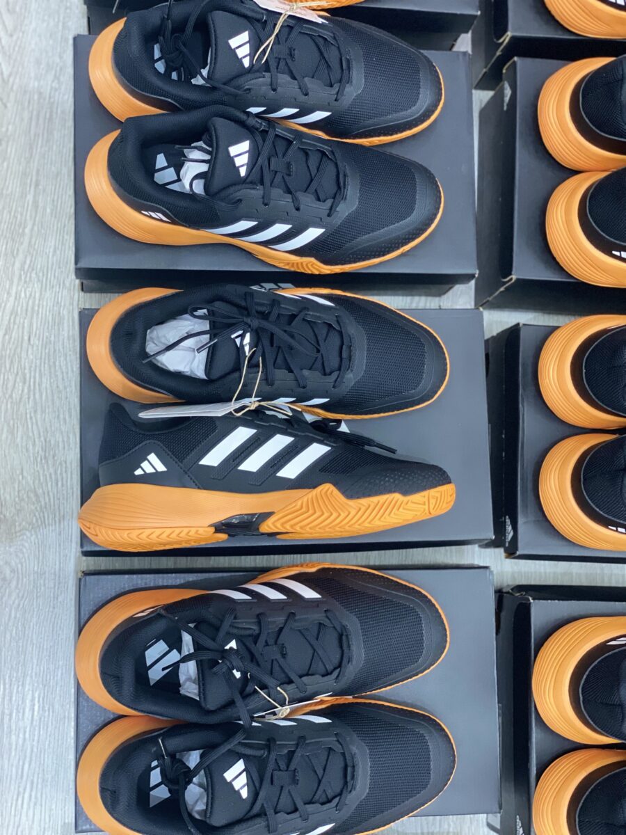 giày tennis/pickleball adidas drop shot unisex 'black bright orange' jk1218