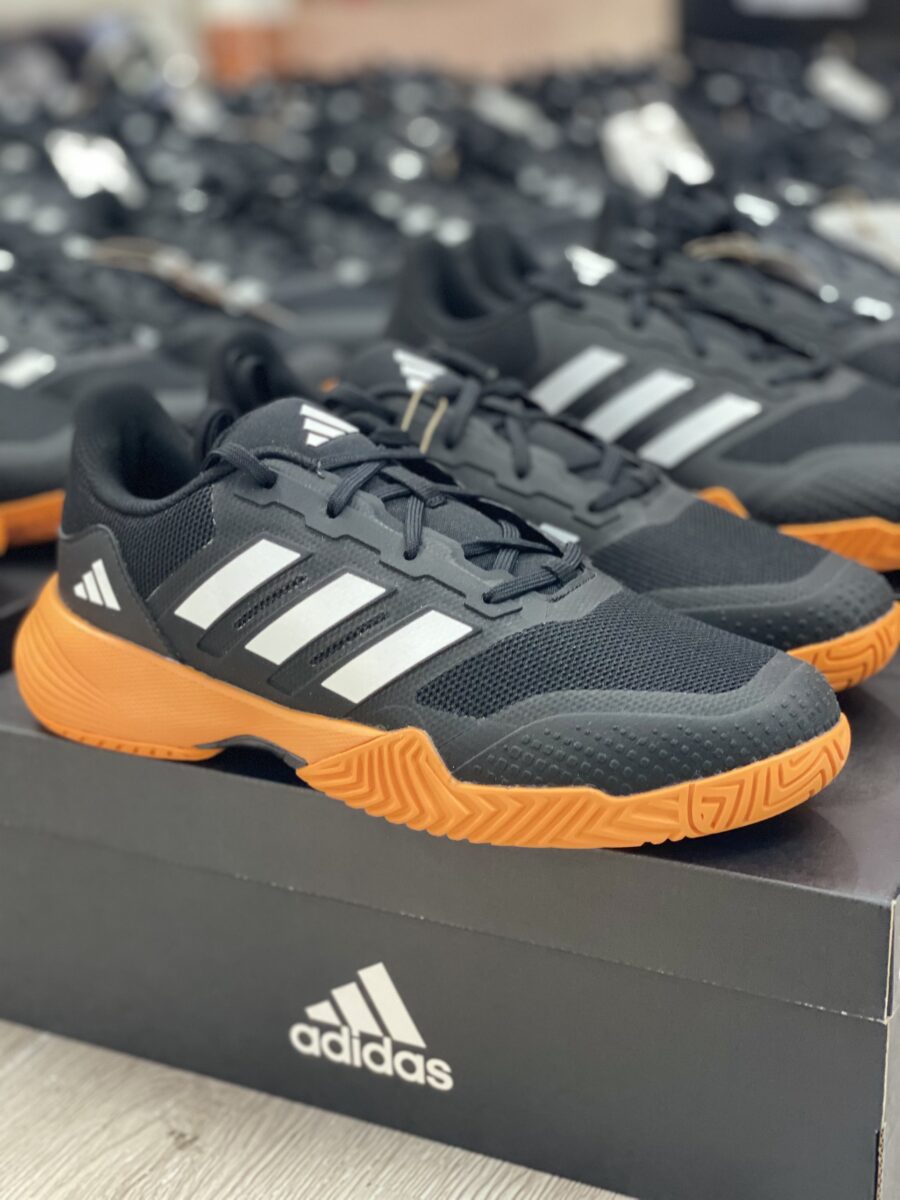 giày tennis/pickleball adidas drop shot unisex 'black bright orange' jk1218