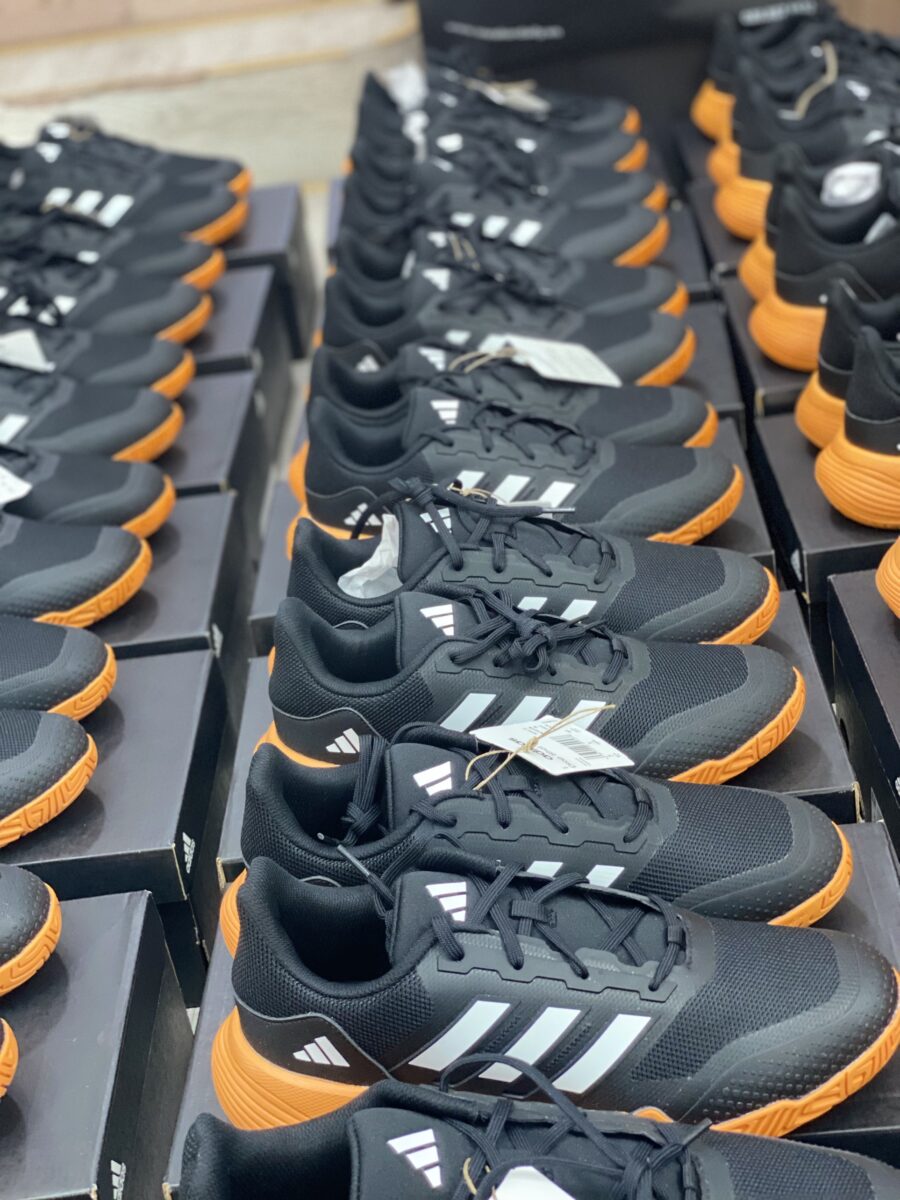 giày tennis/pickleball adidas drop shot unisex 'black bright orange' jk1218