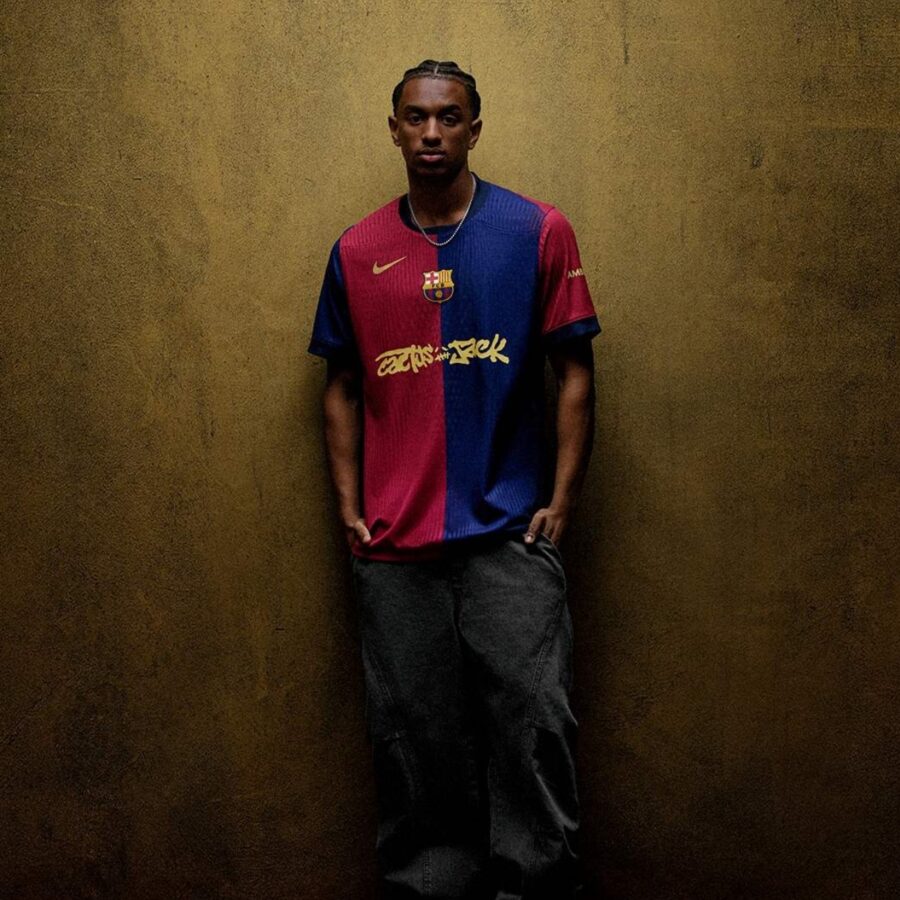 áo fc barcelona x travis scott limited edition match home 202425 jersey