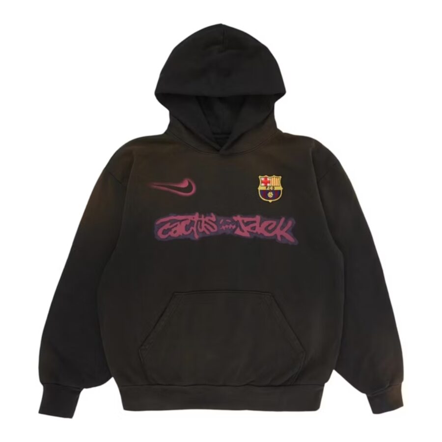 áo travis scott x nike x fc barcelona spray logo hoodie