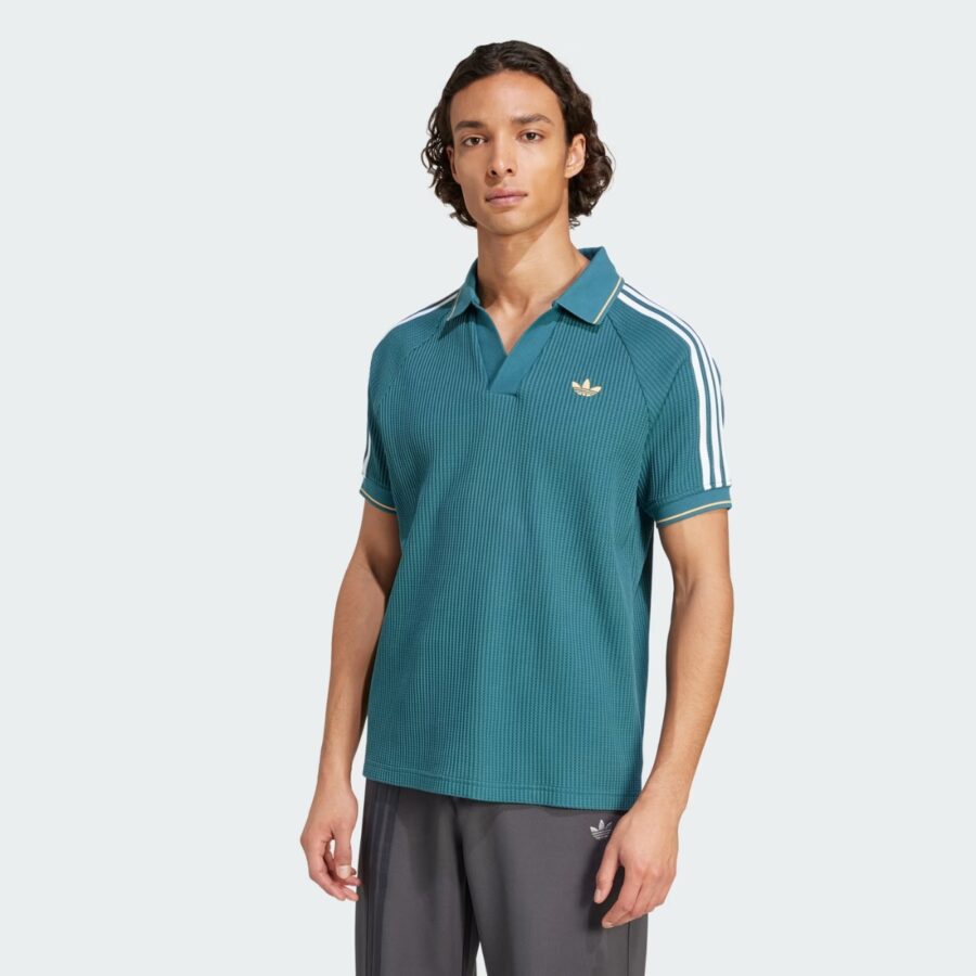 áo adidas originals waffle knit polo shirt 'green' kc0691