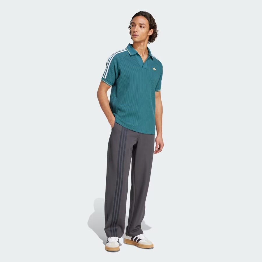 áo adidas originals waffle knit polo shirt 'green' kc0691