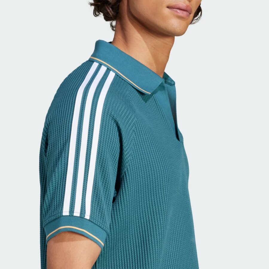 áo adidas originals waffle knit polo shirt 'green' kc0691