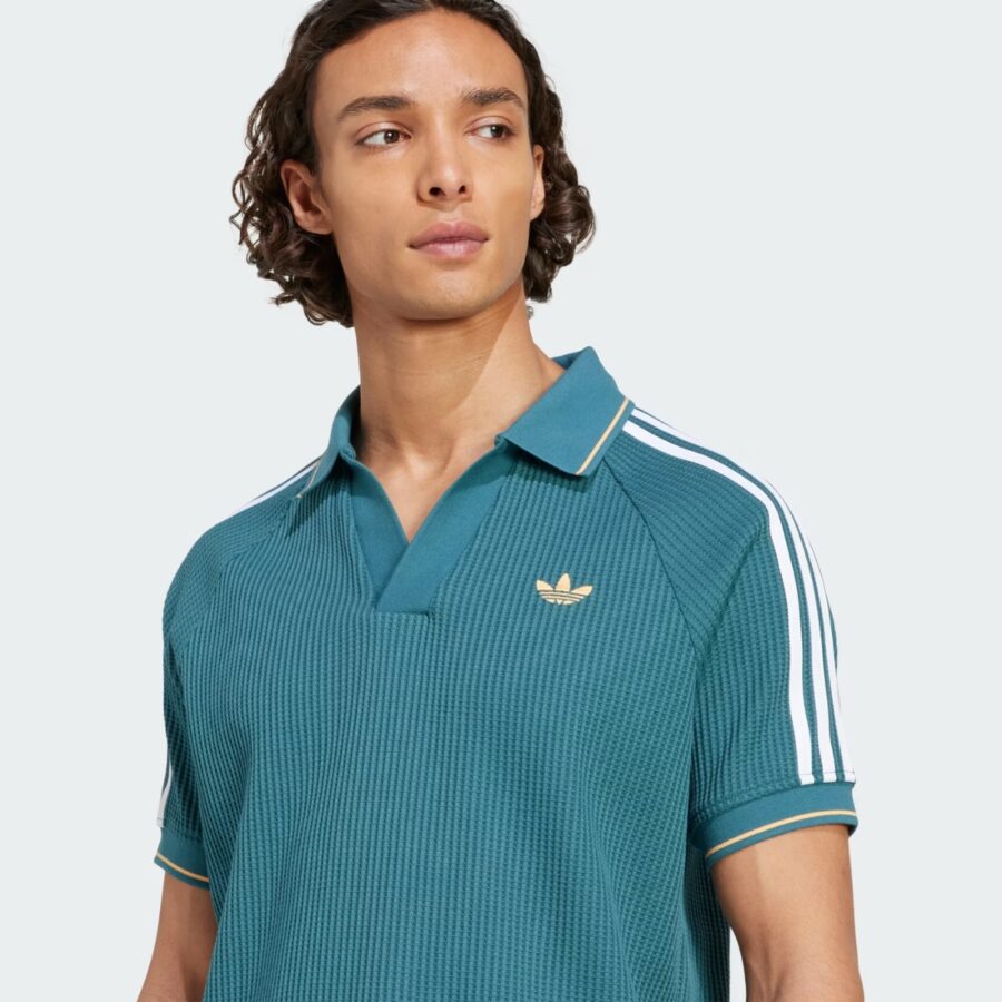 áo adidas originals waffle knit polo shirt 'green' kc0691