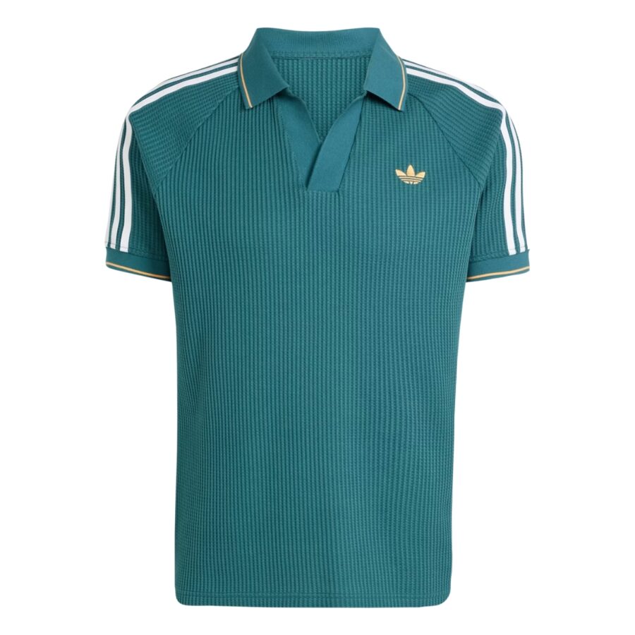 áo adidas originals waffle knit polo shirt 'green' kc0691