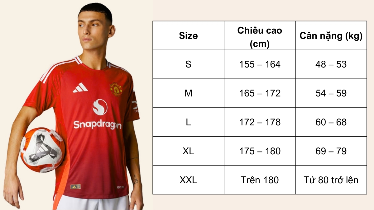 bảng size áo bóng đá chuẩn nhất: hướng dẫn chi tiết để chọn áo vừa vặn hoàn hảo