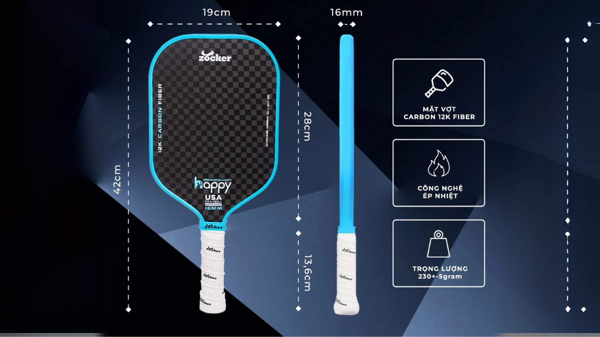 "giải phẫu" cấu tạo vợt pickleball chuẩn với 9 yếu tố cấu tạo vợt pickleball khung vợt pickleball