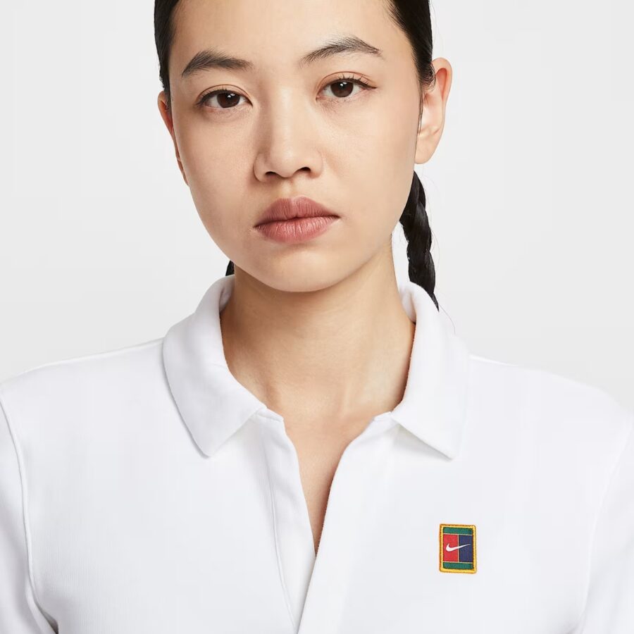 áo nikecourt heritage women's short-sleeve cropped tennis polo 'white' hj8993-100
