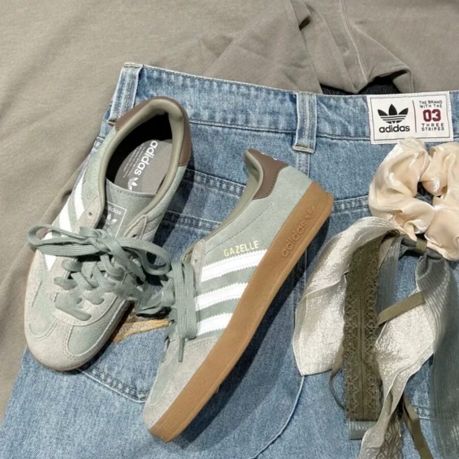 giày adidas gazelle indoor ‘silver pebble silver green’ ji3526