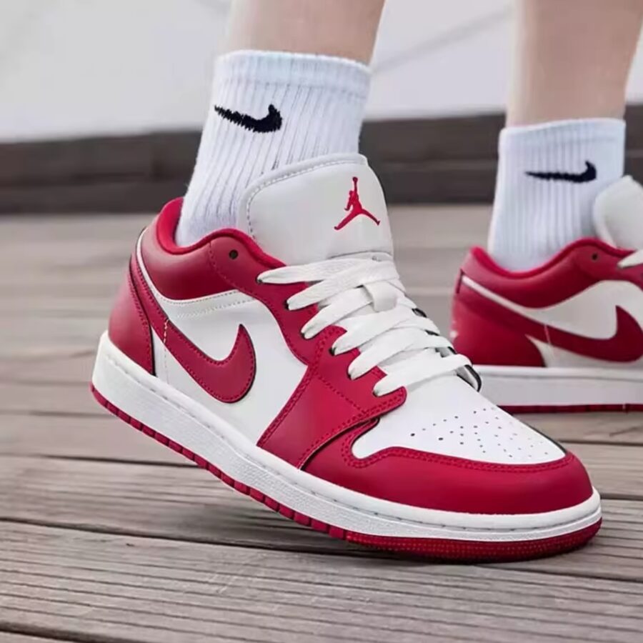giày air jordan 1 low 'red white' 553558-166