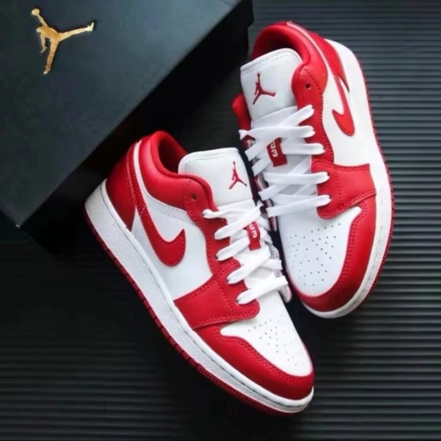 giày air jordan 1 low 'red white' 553558-166