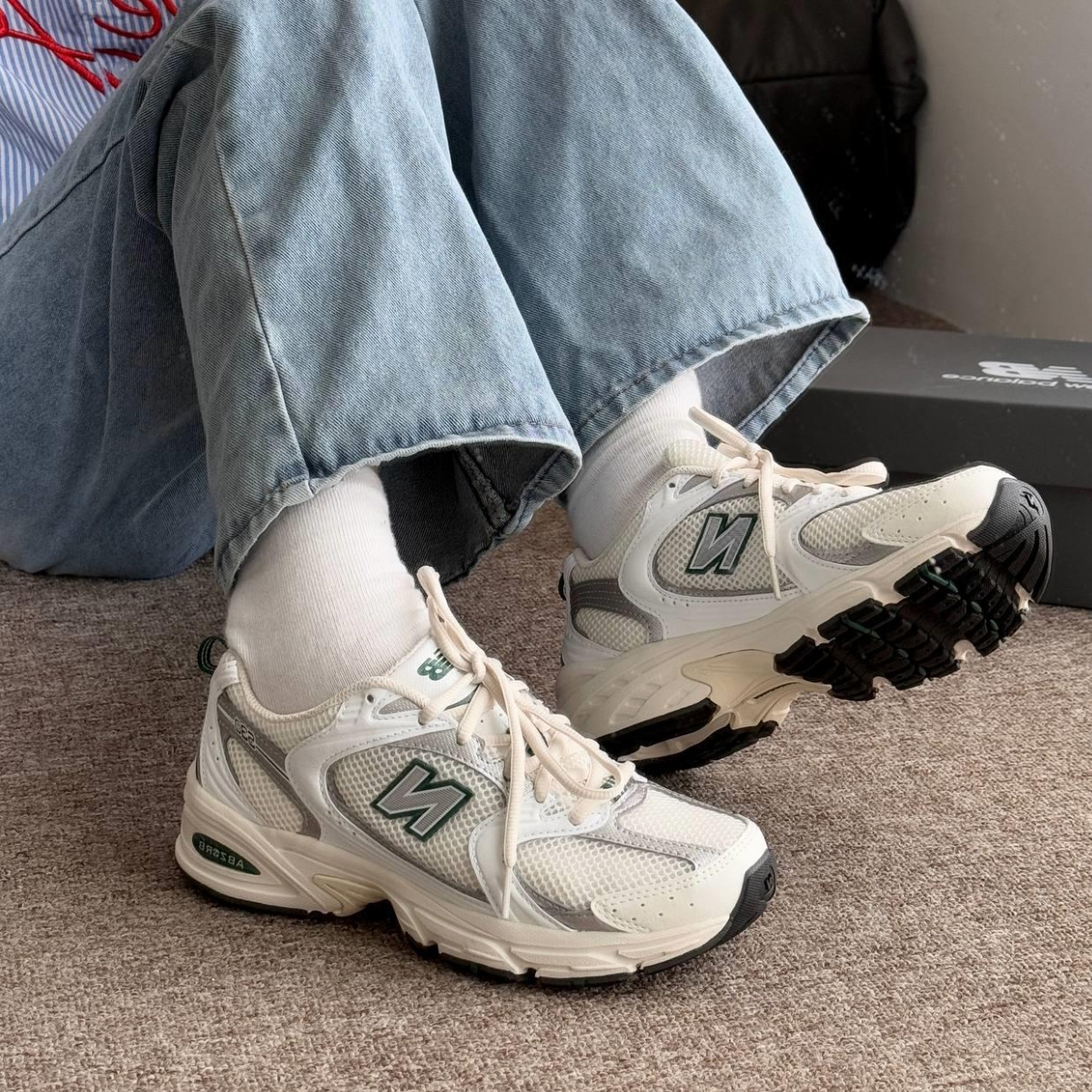 giày new balance 530 ‘sea salt marsh green’ mr530sx (7) giày new balance 530 ‘sea salt marsh green’ mr530sx