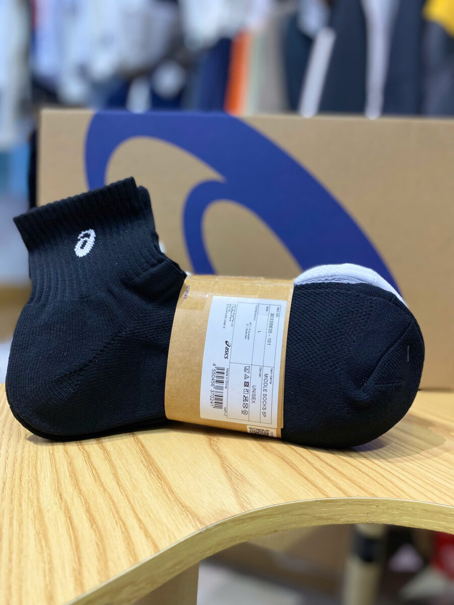 tất asics middle socks 5p 3033b635-101