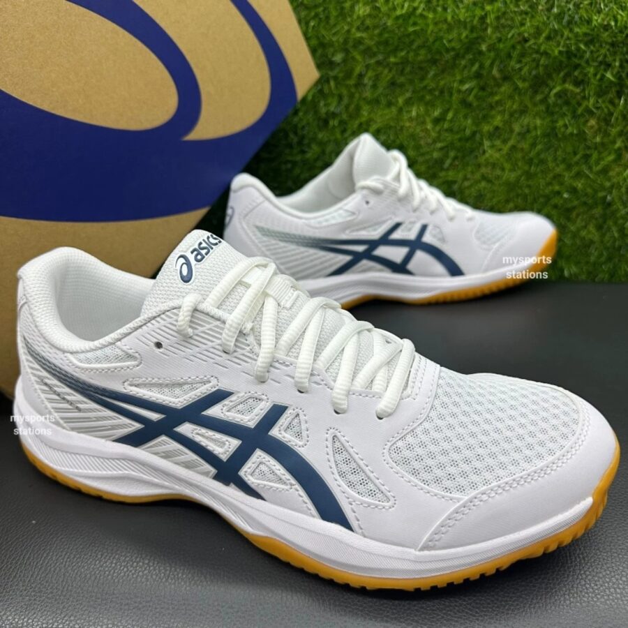 giày tennis/pickleball asics upcourt 6 ‘white vintage indigo’ 1071a104-100