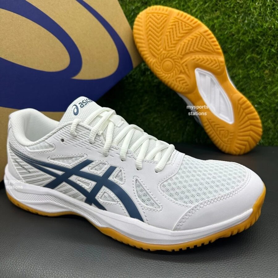 giày tennis/pickleball asics upcourt 6 ‘white vintage indigo’ 1071a104-100