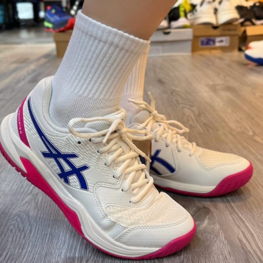 giày tennis/pickleball asics gel-dedicate 8 'cream/dark cobalt' 1042a237-105