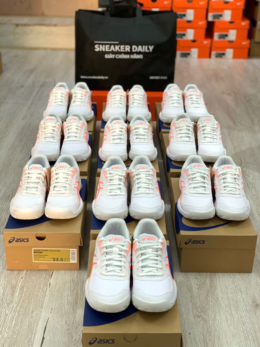 giày tennis/pickleball asics court slide 3 clay oc 'white sun coral' 1042a230-102