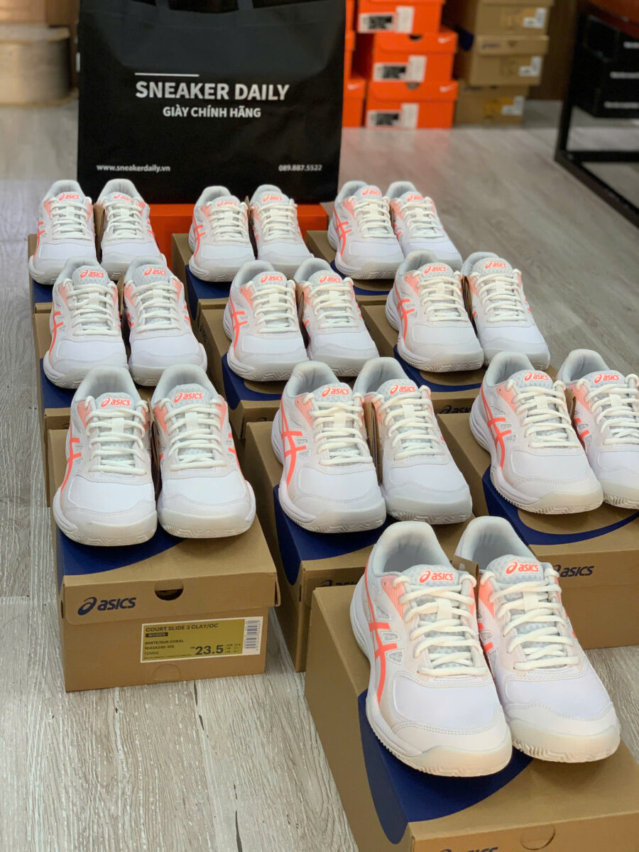 giày tennis/pickleball asics court slide 3 clay oc 'white sun coral' 1042a230-102