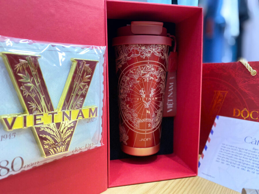 bộ quà tặng ly giữ nhiệt arty cup "việt nam độc lập" 520ml jadify