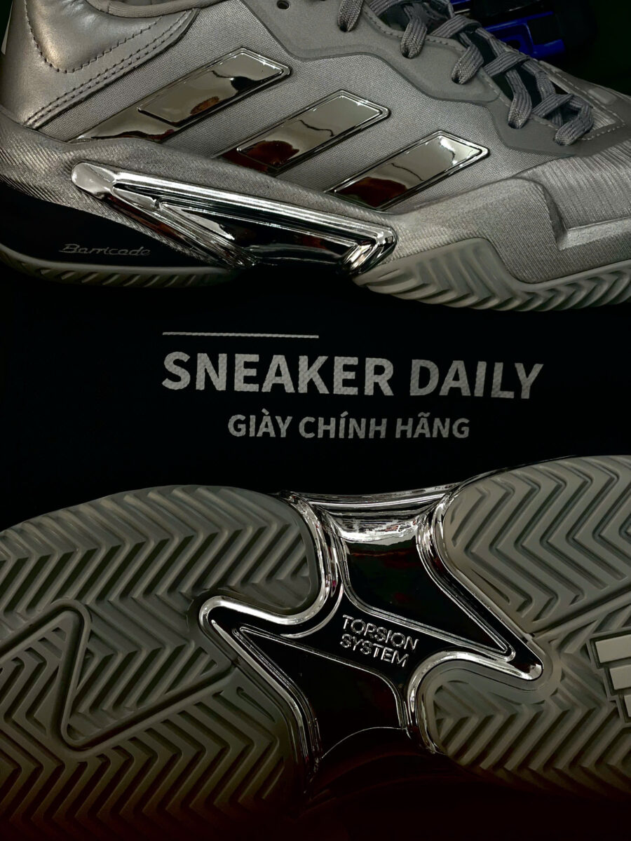 giày tennis/pickleball adidas barricade 13 ''silver metallic'' jp5379
