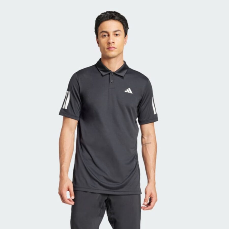 áo polo tennis/pickleball adidas 3 sọc tennis club nam 'black' jg0985