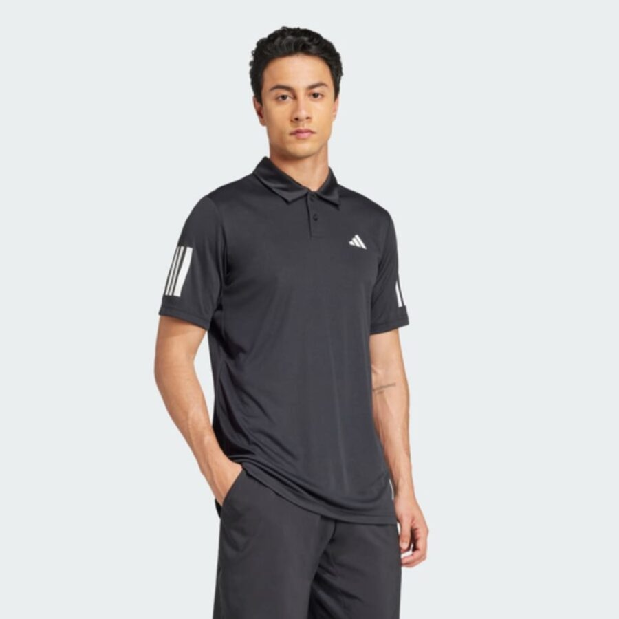 áo polo tennis/pickleball adidas 3 sọc tennis club nam 'black' jg0985