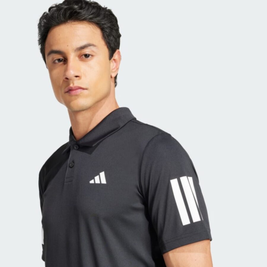 áo polo tennis/pickleball adidas 3 sọc tennis club nam 'black' jg0985