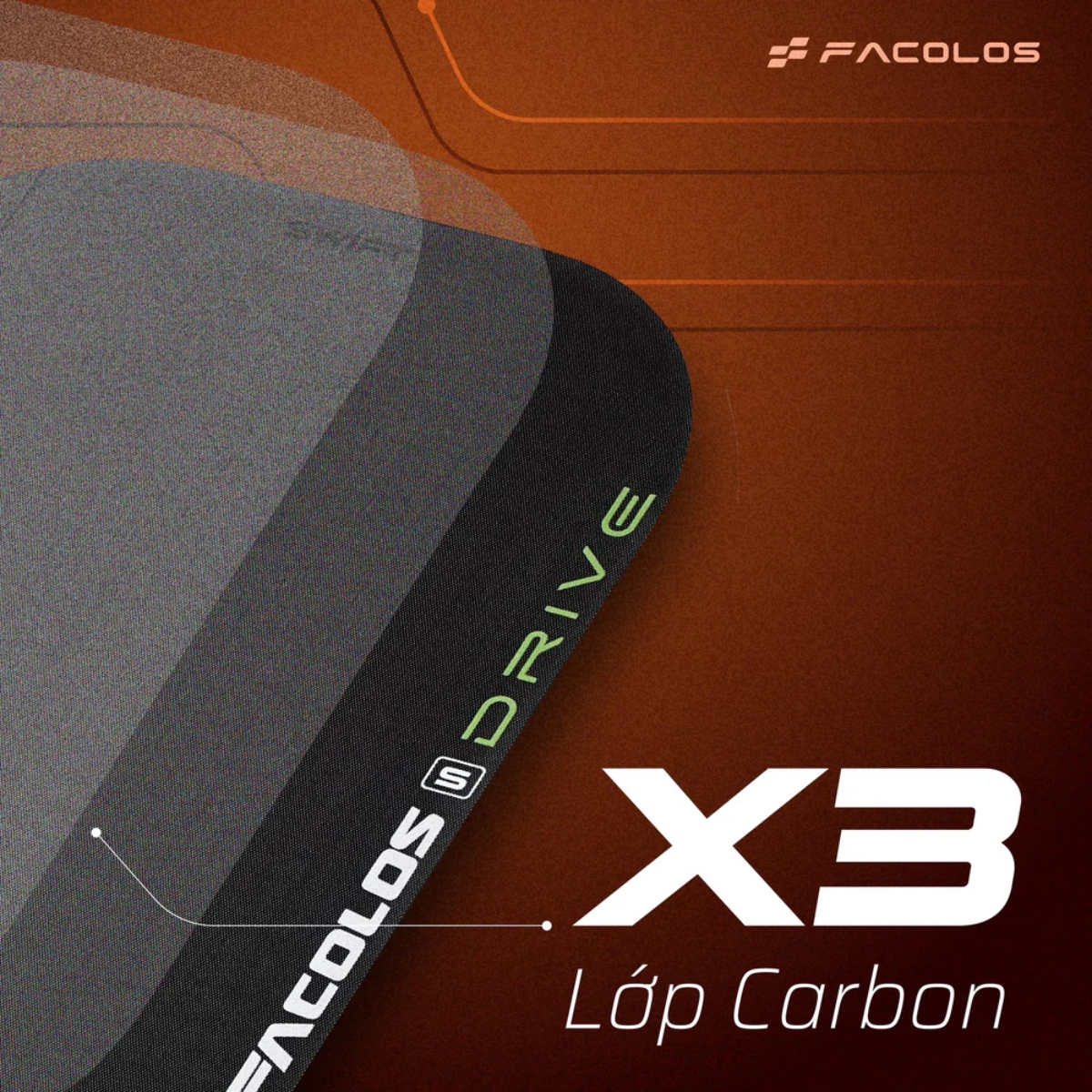 7 vợt pickleball facolos drive swift 'burn orange'