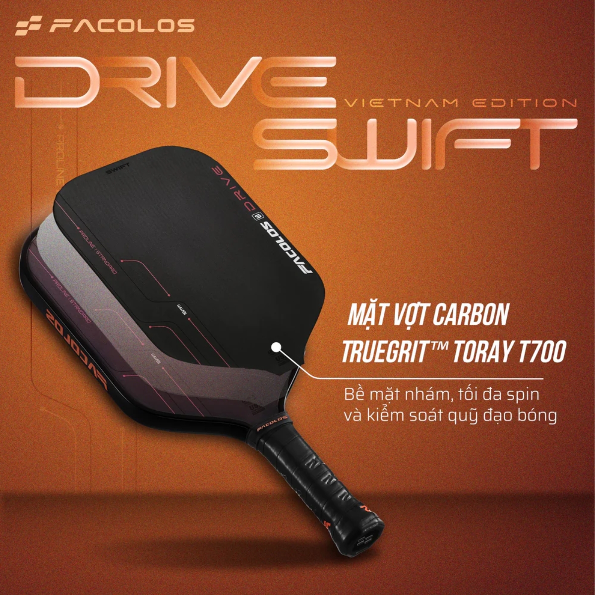 9 vợt pickleball facolos drive swift 'dusty pink'