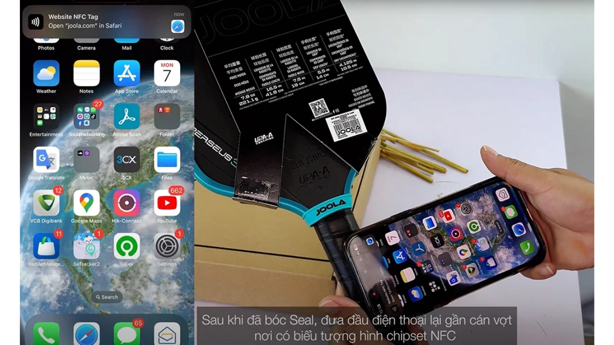 mẹo kiểm tra vợt joola chính hãng bằng điện thoại