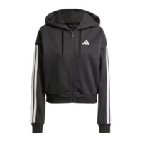 áo hoodie adidas essential 3 sọc khoá kéo nữ 'black/white' je0052