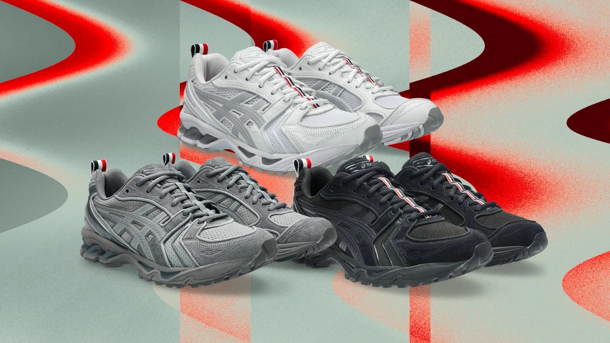 thom browne debut sneaker với 3 asics gel-kayano 14