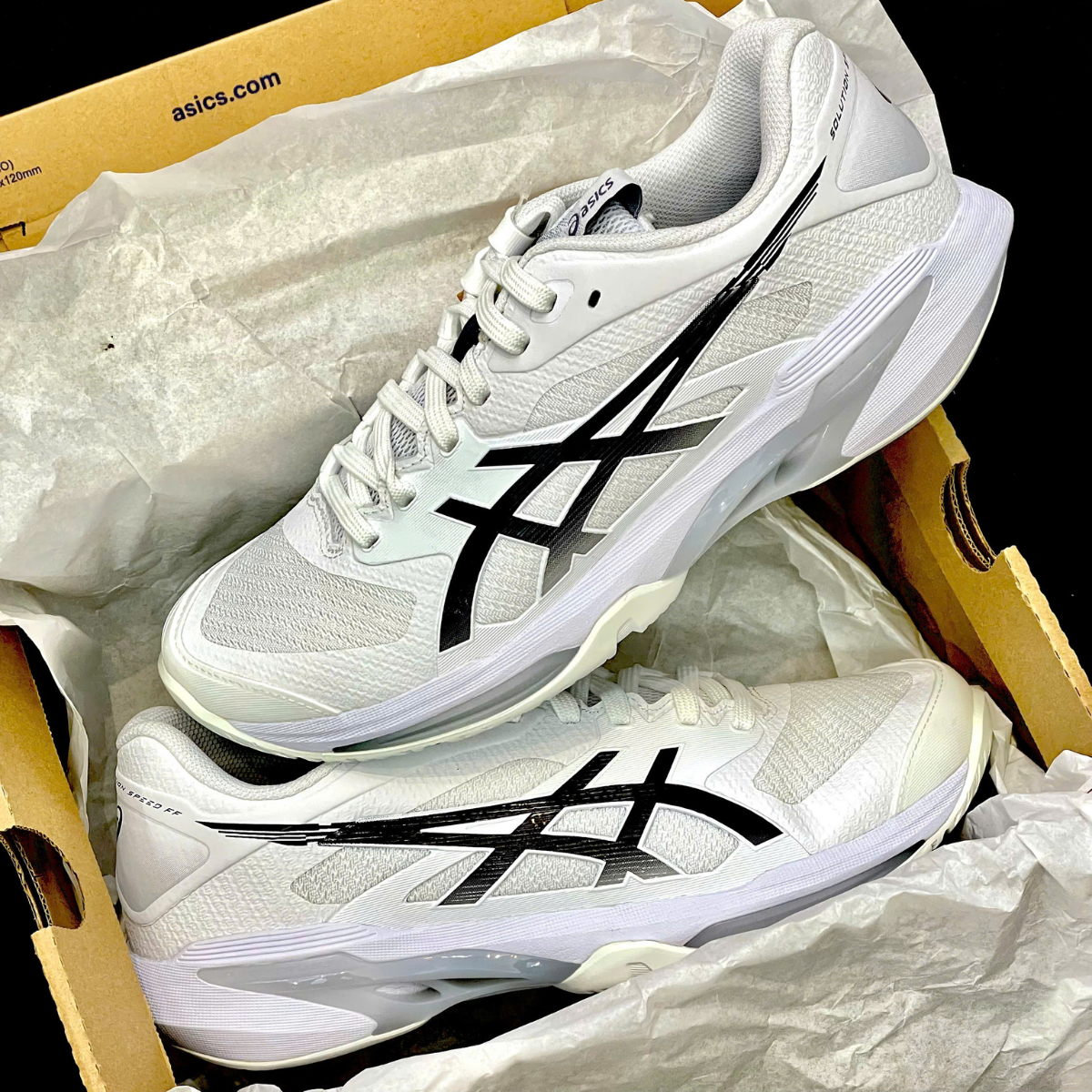 Giày Pickleball_Tennis Asics Solution Speed FF 4 'White_Black' 1041A53 (2)
