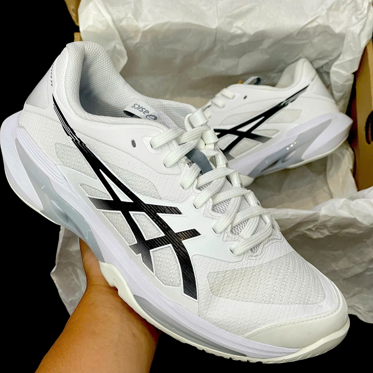 Giày Pickleball_Tennis Asics Solution Speed FF 4 'White_Black' 1041A53 (3)