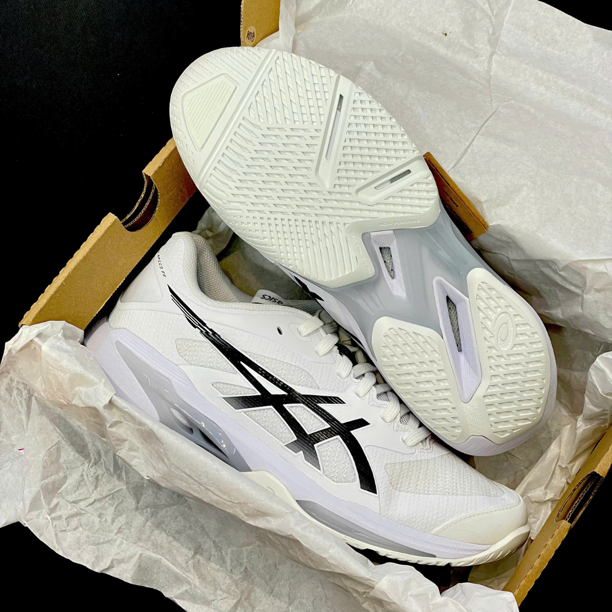 Giày Pickleball_Tennis Asics Solution Speed FF 4 'White_Black' 1041A53 (4)