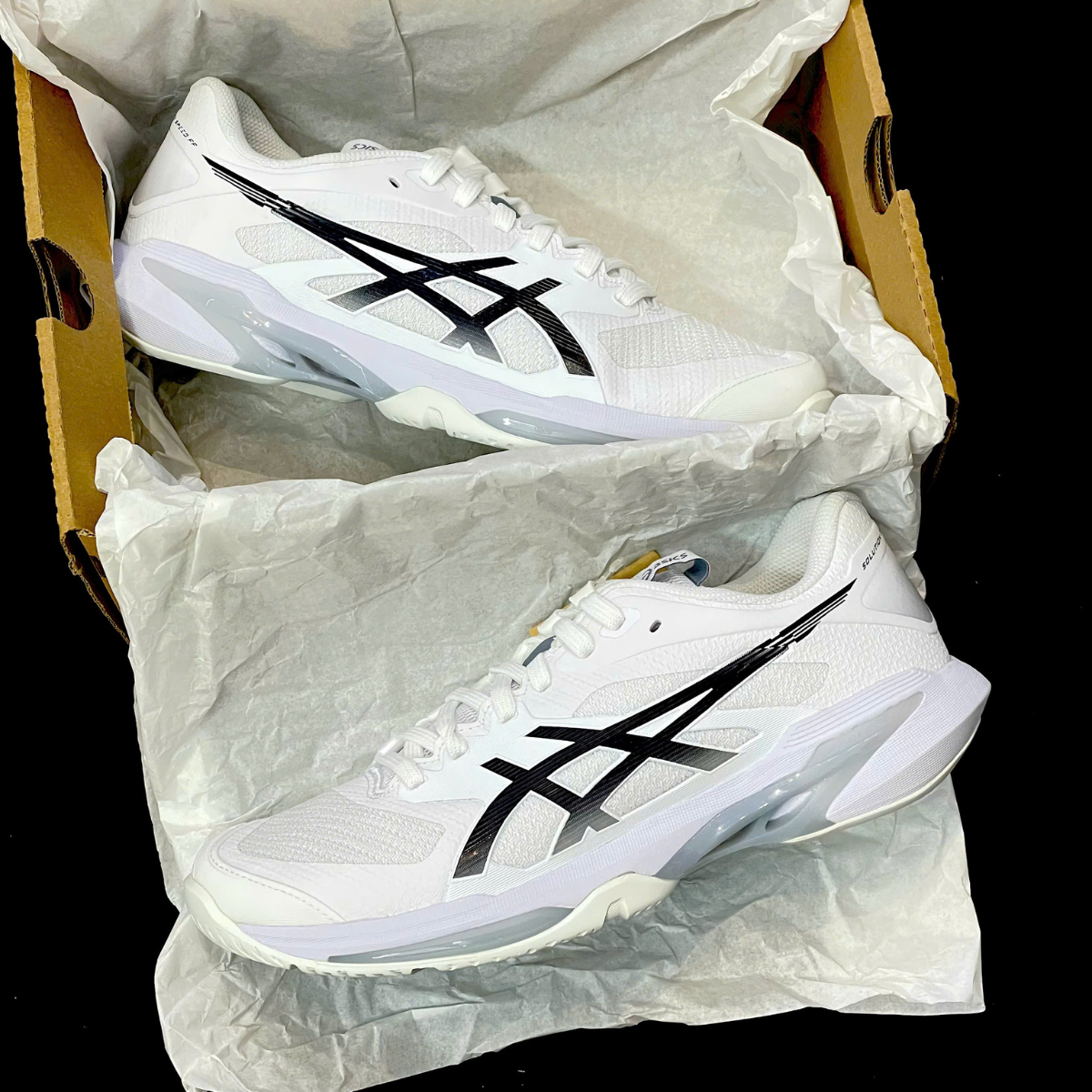 Giày Pickleball_Tennis Asics Solution Speed FF 4 'White_Black' 1041A53