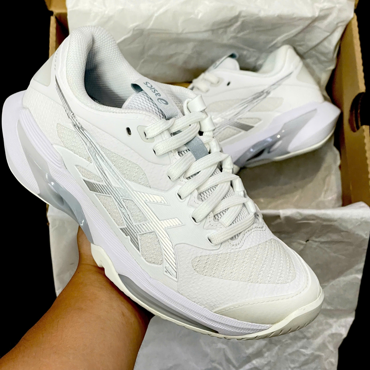 Giày Pickleball_Tennis Asics Solution Speed FF4 'White_Pure Silver' 1042A307-101 (3)